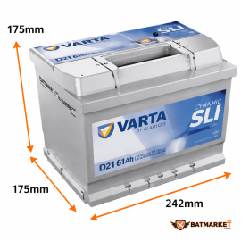 Batería Varta Dynamic SLI D21 61Ah 600A R+ (561400060)